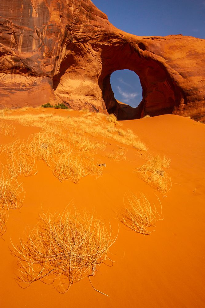 USA-Arizona-Monument Valley Navajo Tribal Park Ear of the Wind arch in rock art print by Jaynes Gallery for $57.95 CAD