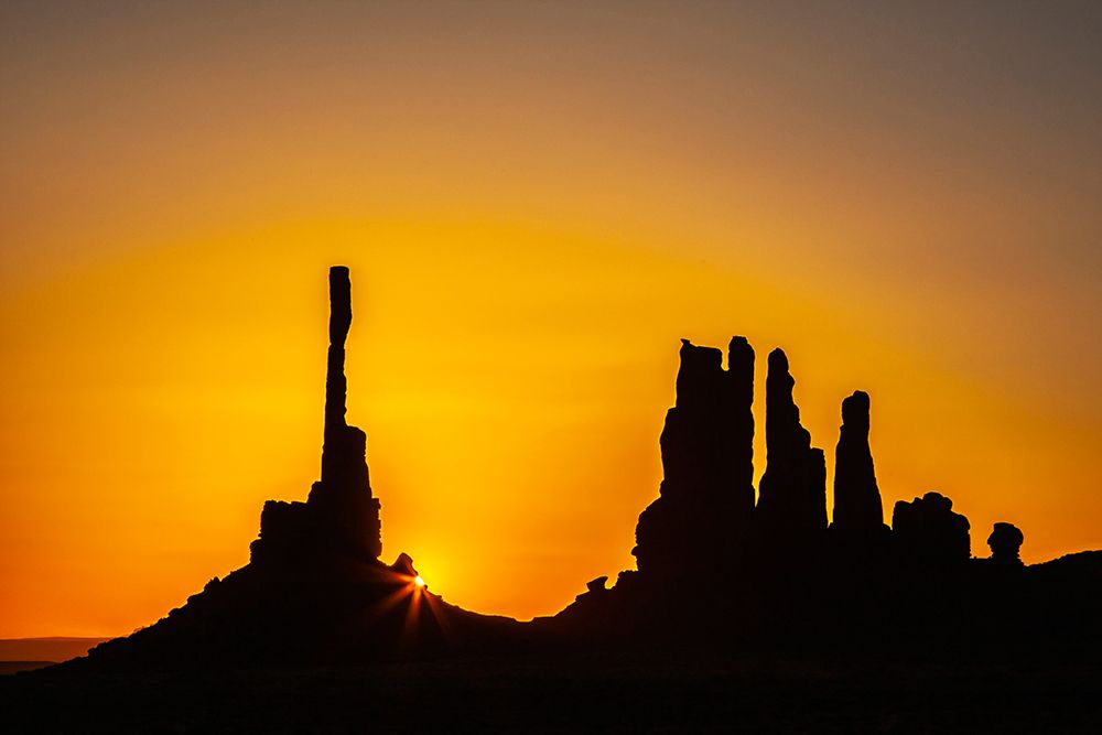 USA-Arizona-Monument Valley Navajo Tribal Park Silhouette of formations at sunrise art print by Jaynes Gallery for $57.95 CAD