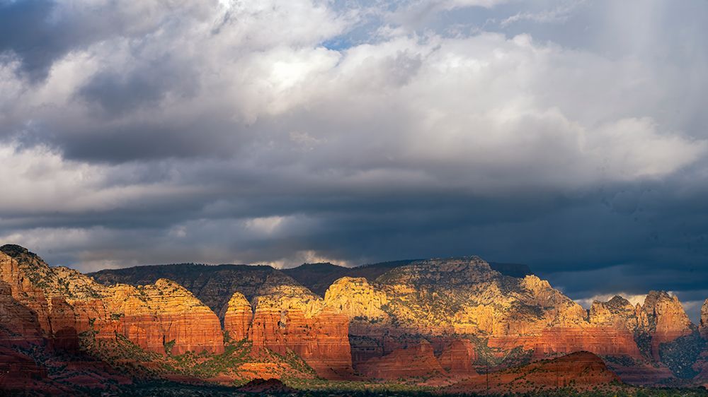 USA, Arizona. Sunrise panoramic on mountain and valley landscape. art print by Jaynes Gallery for $57.95 CAD