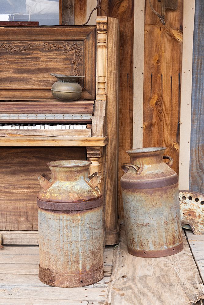 Still-life of milk cans in old town, Arizona, USA. art print by Emily M. Wilson for $57.95 CAD