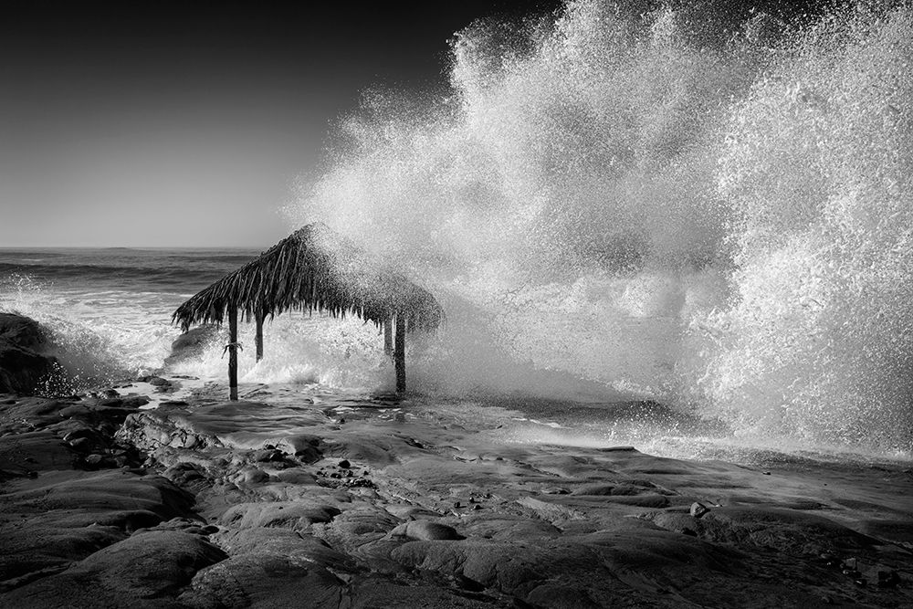 USA-California-La Jolla High surf at high tide inundates Windansea Surf Shack art print by Ann Collins for $57.95 CAD