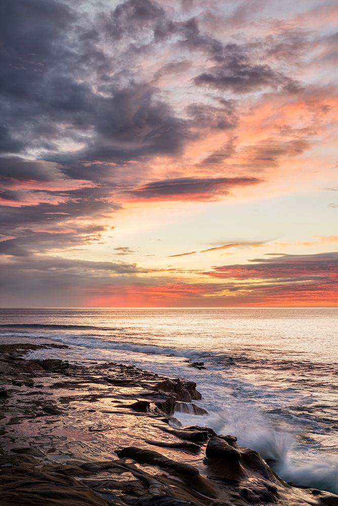 USA-California-La Jolla Sunset reflections at Coast Blvd Park art print by Ann Collins for $57.95 CAD