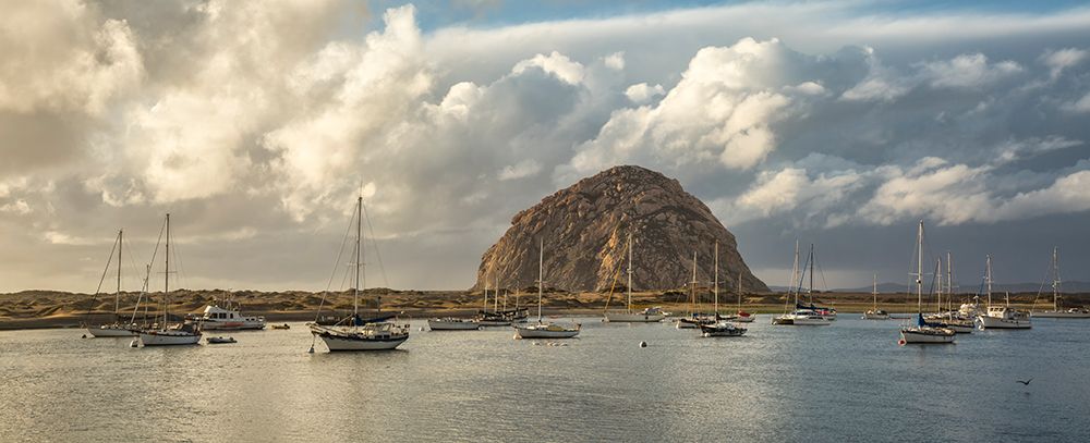 USA, California, Central Coast, Morro Bay. Panoramic view of sunset storm clouds over the harbor art print by Ann Collins for $57.95 CAD