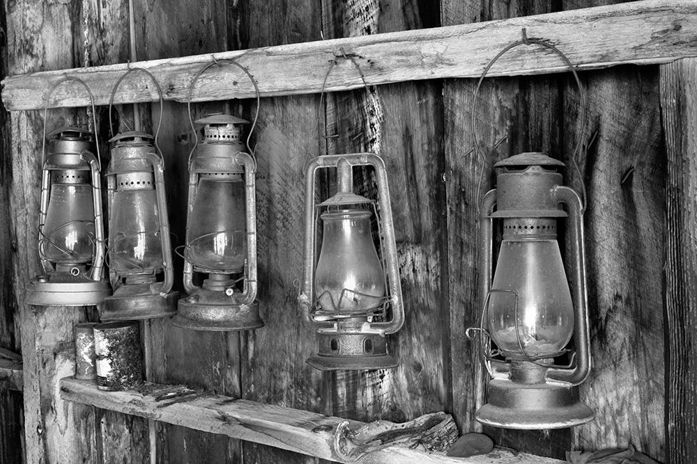 Antique lanterns-Bodie State Historic Park viewed through window-California art print by Adam Jones for $57.95 CAD