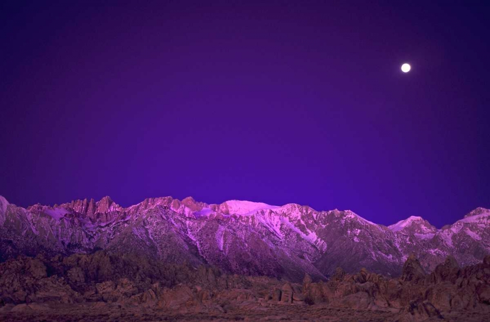 CA, Alabama Hills Moon over the Eastern Sierras art print by Dave Welling for $57.95 CAD