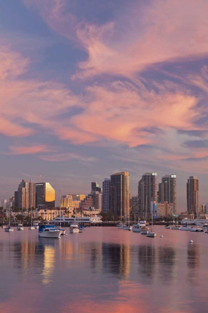 CA, San Diego Sunset view of marina and downtown art print by Don Paulson for $57.95 CAD