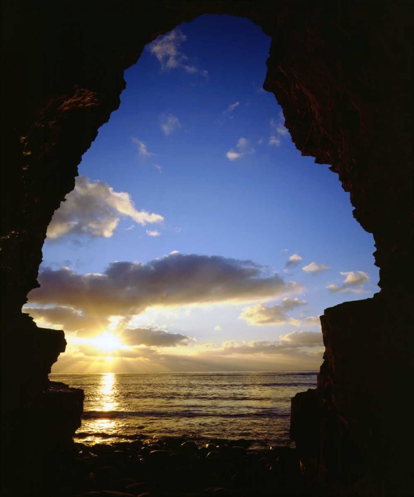 CA, San Diego,  Sunset Cliffs, Sunset thru a cave art print by Christopher Talbot Frank for $57.95 CAD