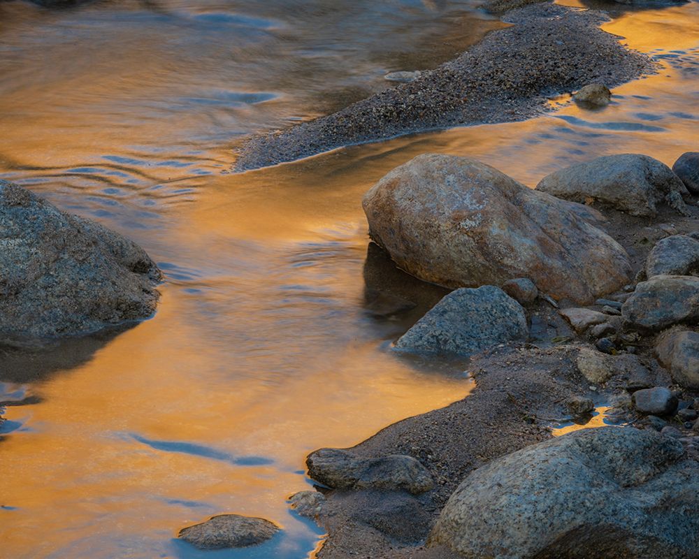 USA-California-Anza-Borrego Desert State Park. Rocks and golden reflection on creek. art print by Jaynes Gallery for $57.95 CAD