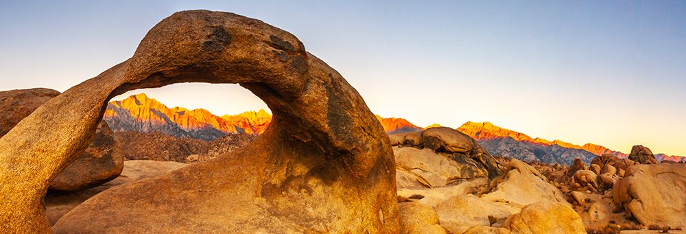 USA-California-Sierra Nevada Mountains Panoramic with Mobius Arch in Alabama Hills art print by Jaynes Gallery for $57.95 CAD