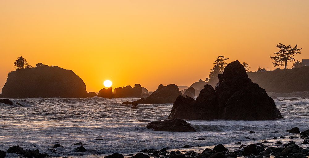 USA, California, Crescent City. Seastack along coastline at sunset art print by Darrell Gulin for $57.95 CAD