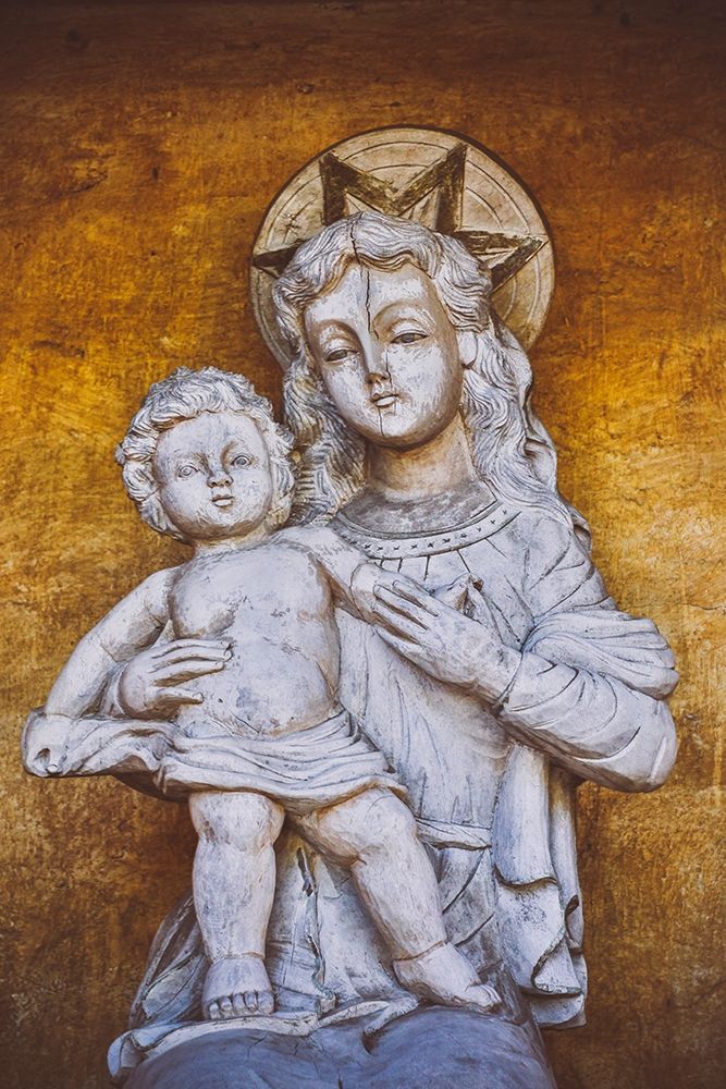 California-Carmel-Basilica of San Carlos Borromeo del Rio Carmelo-Statue of Mary and Jesus art print by Hollice Looney for $57.95 CAD