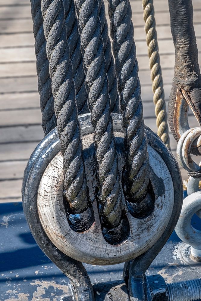 Tarred Nautical rope and pulley-San Francisco-California-USA art print by Jim Engelbrecht for $57.95 CAD