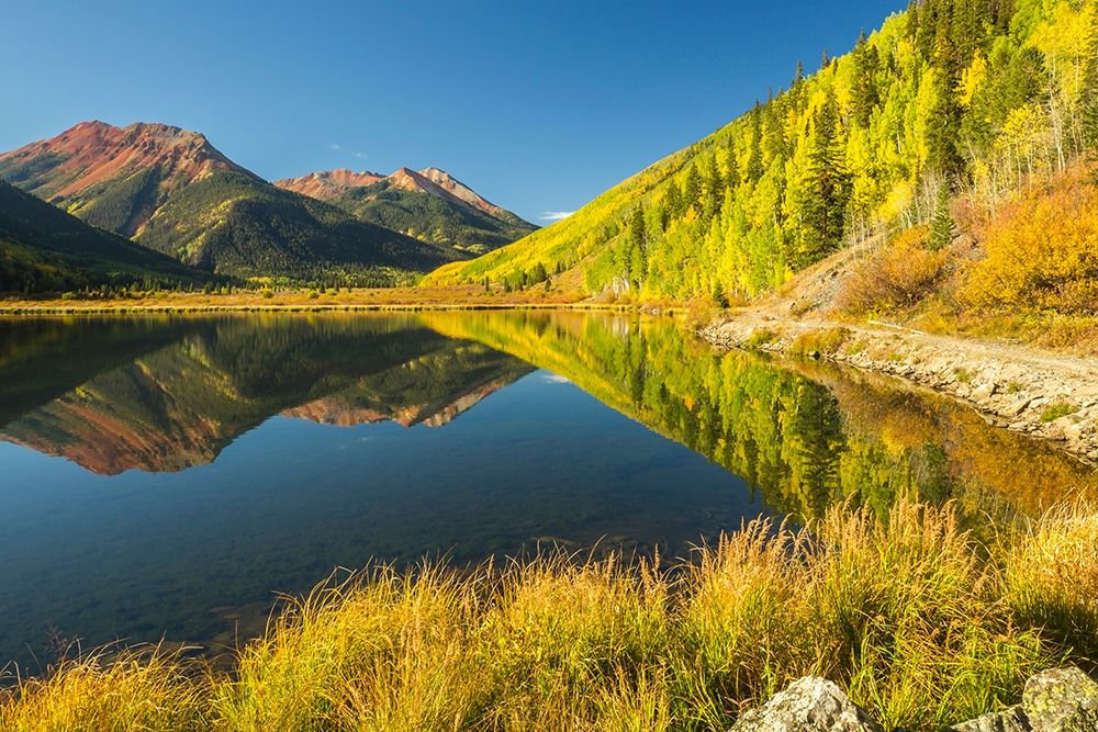 Colorado-San Juan Mountains Crystal Lake reflection in autumn art print by Jaynes Gallery for $57.95 CAD