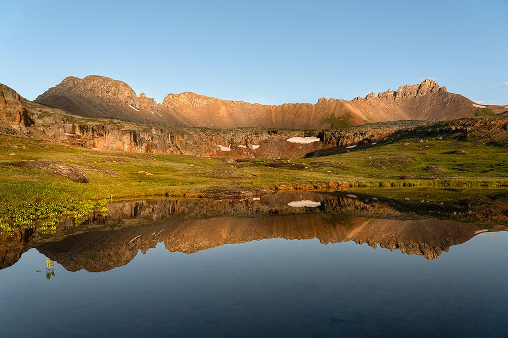 USA-Colorado-Uncompahgre National Forest Three Needles mountains reflect in mountain pond art print by Jaynes Gallery for $57.95 CAD