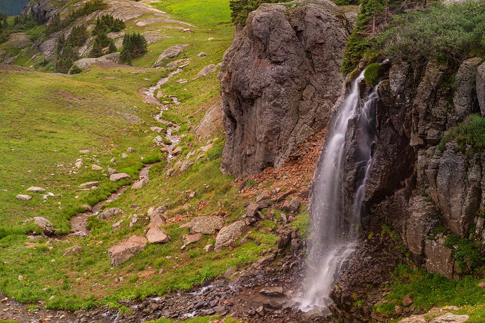 USA-Colorado-Uncompahgre National Forest Landscape with Porphyry Falls and stream art print by Jaynes Gallery for $57.95 CAD