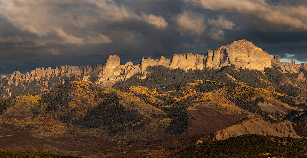 USA-Colorado-Uncompahgre National Forest Panoramic autumn view of Cimarron Mountains at sunset art print by Jaynes Gallery for $57.95 CAD