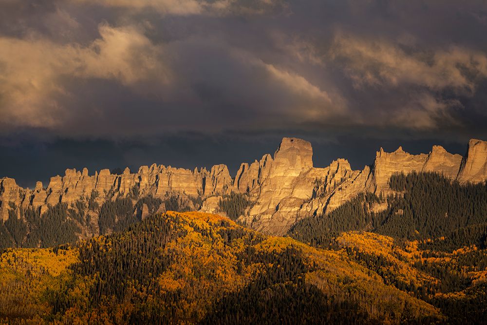 USA-Colorado-Uncompahgre National Forest Panoramic autumn view of Cimarron Mountains at sunset art print by Jaynes Gallery for $57.95 CAD