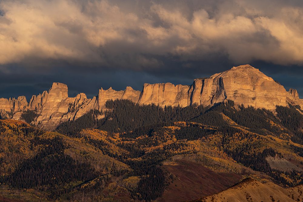 USA-Colorado-Uncompahgre National Forest Panoramic autumn view of Cimarron Mountains at sunset art print by Jaynes Gallery for $57.95 CAD
