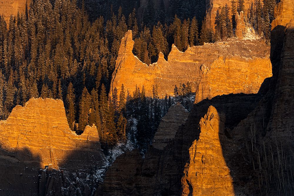USA-Colorado-Gunnison National Forest Sunrise on cliffs and forest in autumn art print by Jaynes Gallery for $57.95 CAD