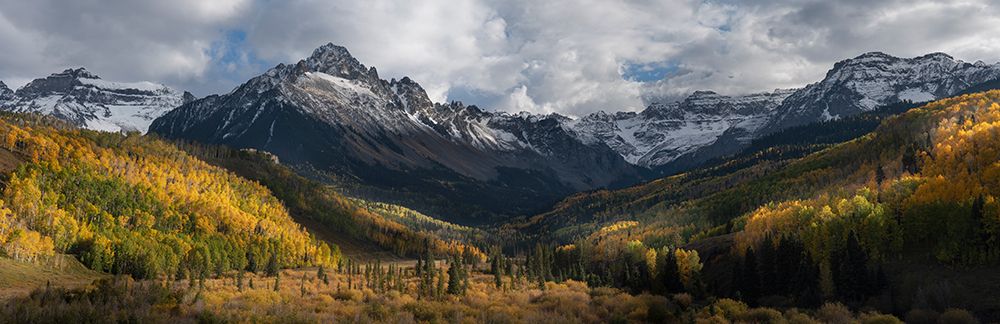 USA-Colorado-Uncompahgre National Forest Panoramic of Mt Sneffels and forest landscape in autumn art print by Jaynes Gallery for $57.95 CAD