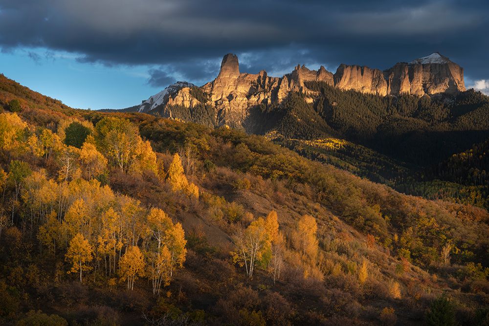USA-Colorado-Uncompahgre National Forest Sunset on aspens and rock formations art print by Jaynes Gallery for $57.95 CAD