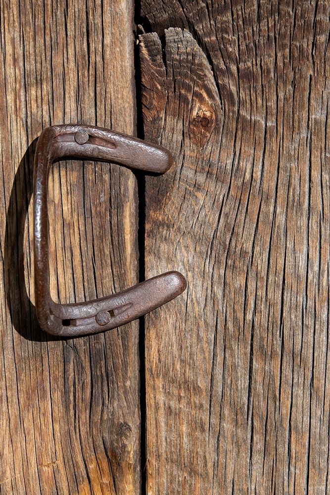 USA-Colorado-Westcliffe Old wooden barn wall with bent horseshoe handle art print by Cindy Miller Hopkins for $57.95 CAD