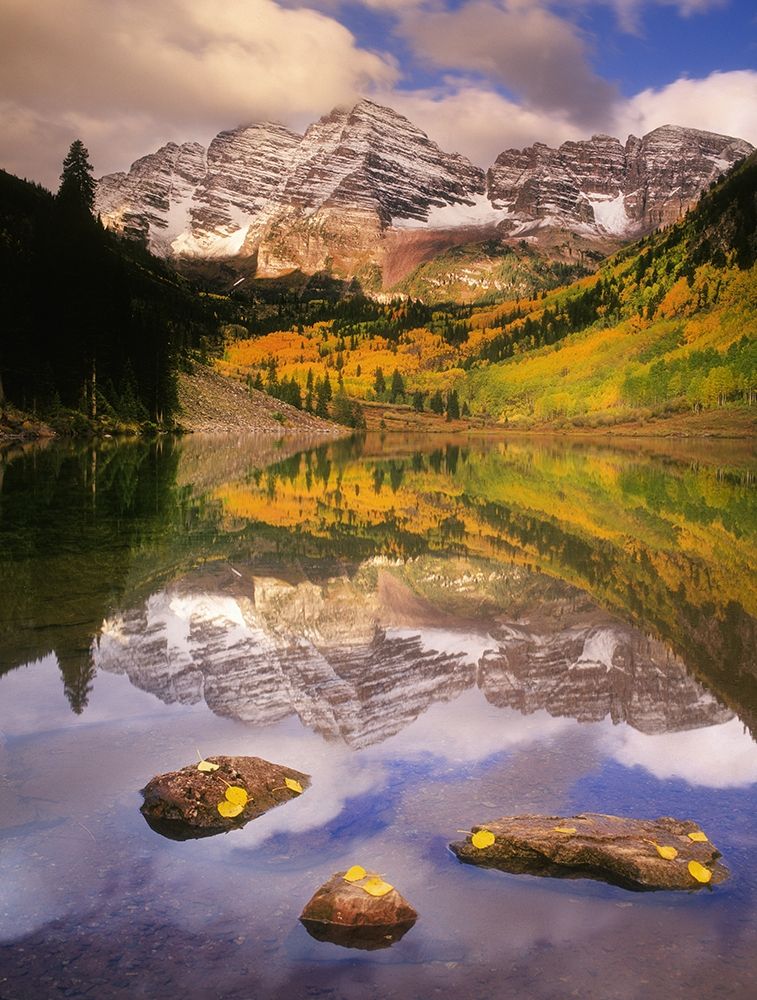 Fall morning at the Maroon Bells in the Rocky Mountains near Aspen Colorado art print by Steve Mohlenkamp for $57.95 CAD