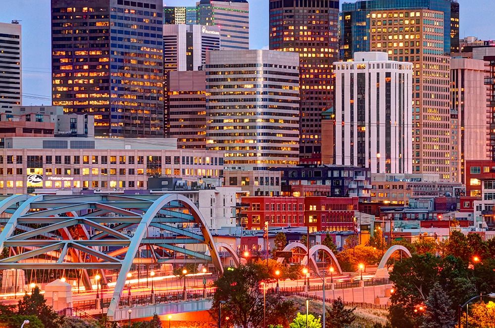 Speer Boulevard bridge leads to downtown Denver Colorado art print by Steve Mohlenkamp for $57.95 CAD