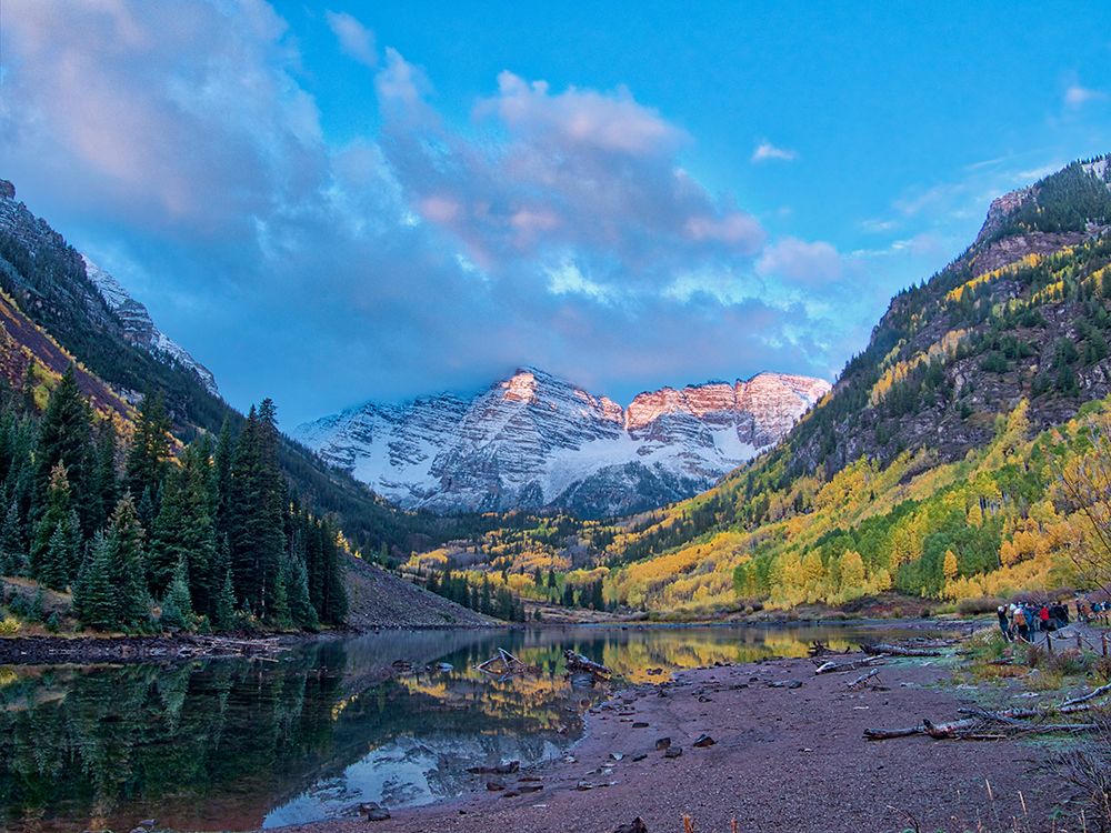 USA-Colorado-Aspen Maroon Bells-snow-covered Aspens and firs art print by Terry Eggers for $57.95 CAD