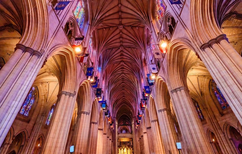 Nave, Washington National Cathedral, Washington DC. Construction started 1907. art print by William Perry for $57.95 CAD