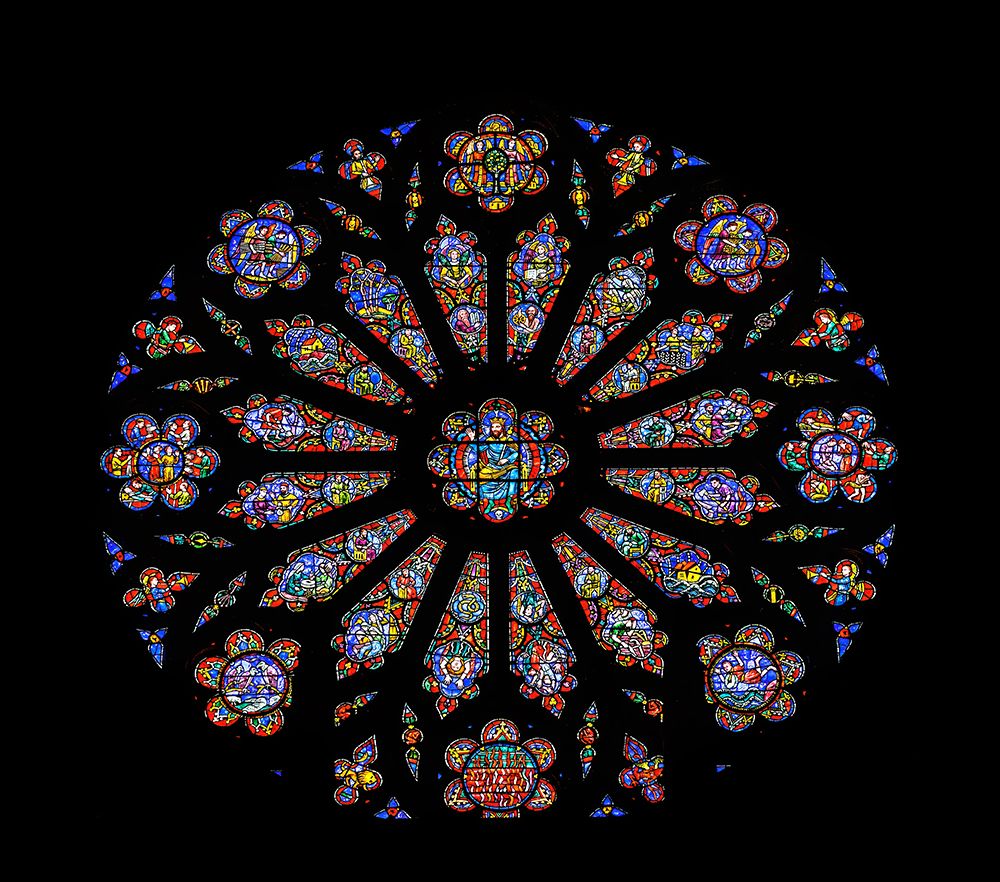 Rose window stained glass, Washington National Cathedral, Washington DC. Construction started 1907. art print by William Perry for $57.95 CAD