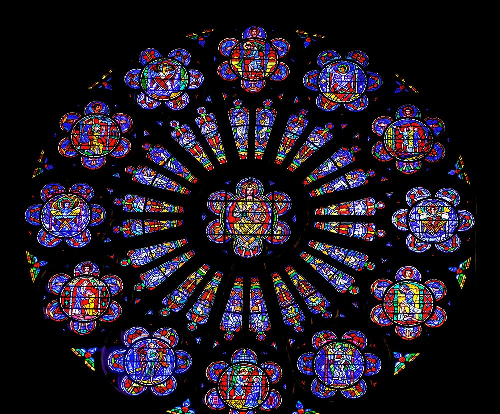 Jesus rose window stained glass, Washington National Cathedral, Washington DC. art print by William Perry for $57.95 CAD