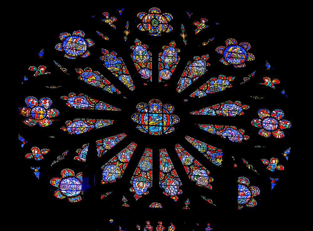 Rose window stained glass, Washington National Cathedral, Washington DC. Construction started 1907. art print by William Perry for $57.95 CAD