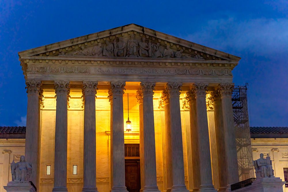 US Supreme Court Illuminated, Capitol Hill, Washington DC. Highest Court in the United States. art print by William Perry for $57.95 CAD