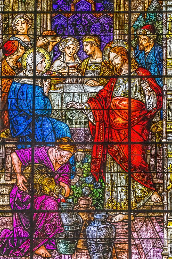 Jesus Changing Water to Wine stained glass Gesu Church-Miami-Florida. art print by William Perry for $57.95 CAD