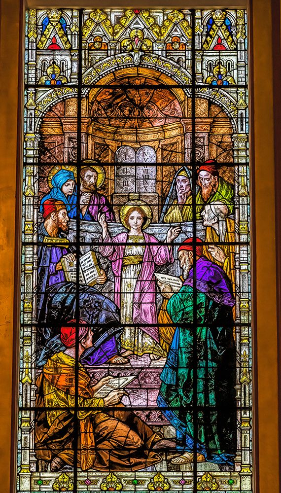 Young Jesus preaching stained glass Gesu Church-Miami-Florida. Built 1920s Glass by Franz Mayer. art print by William Perry for $57.95 CAD