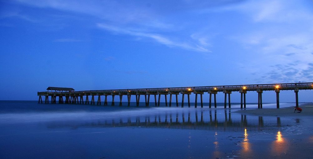 Moonlit Beach with Pier-Tybee Island-Georgia-USA art print by Anna Miller for $57.95 CAD