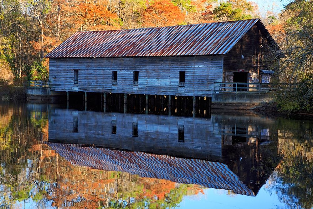 Georgia-Covered bridge and grist mill in the fall art print by Joanne Wells for $57.95 CAD