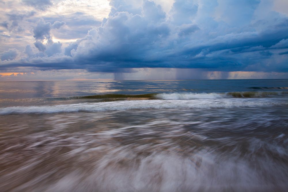 USA- Georgia- Tybee Island. Sunrise with clouds and reflections along the coast. art print by Joanne Wells for $57.95 CAD