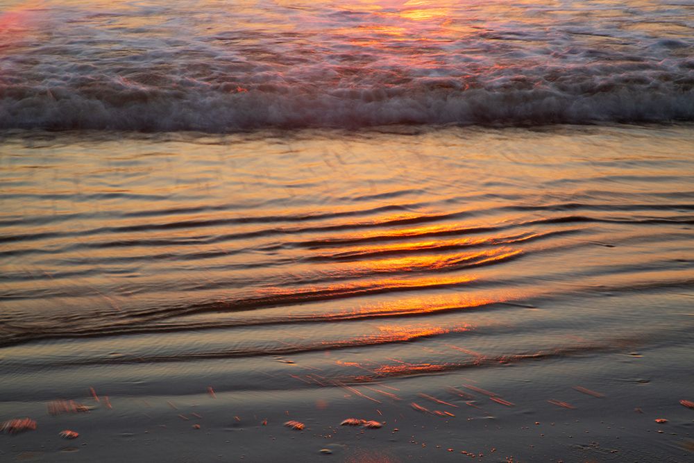 USA- Georgia- Tybee Island. Sunrise with ripples in the sand art print by Joanne Wells for $57.95 CAD