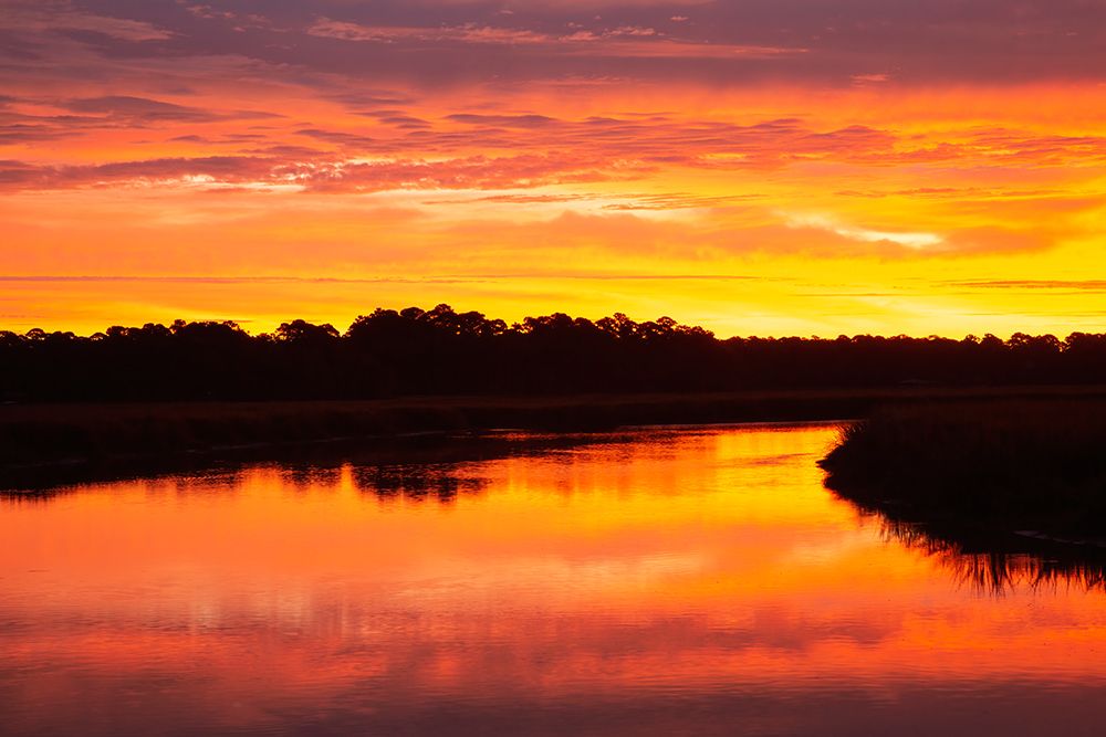 USA- Georgia- Savannah. Sunrise along Grimball Creek. art print by Joanne Wells for $57.95 CAD
