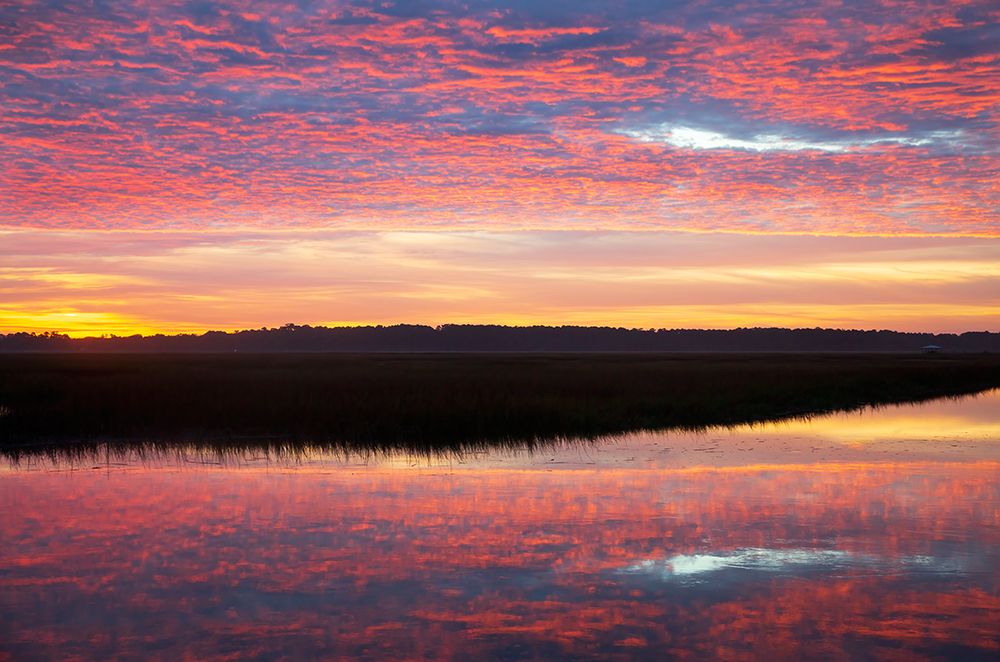 USA- Georgia- Savannah. Sunrise along Grimball Creek. art print by Joanne Wells for $57.95 CAD