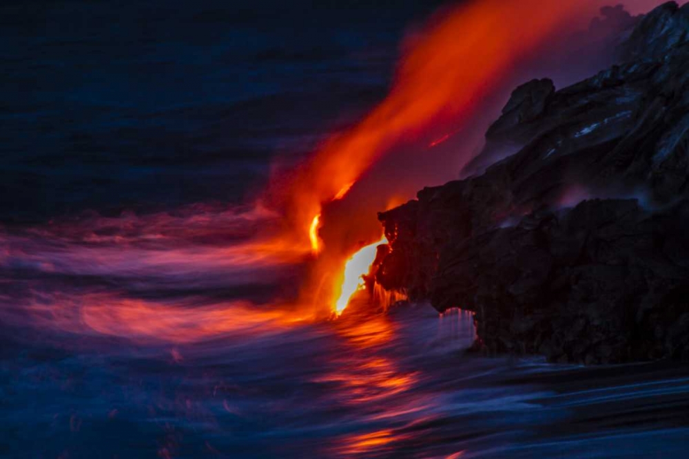 HI, Kilauea Hot Lava flowing into the ocean art print by Cathy and Gordon Illg for $57.95 CAD