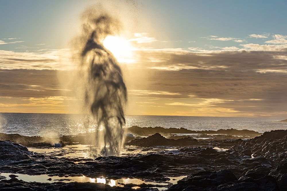 The Spouting Horn at sunset near Poipu in Kauai-Hawaii-USA art print by Chuck Haney for $57.95 CAD