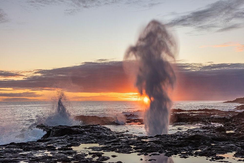 The Spouting Horn at sunset near Poipu in Kauai-Hawaii-USA art print by Chuck Haney for $57.95 CAD