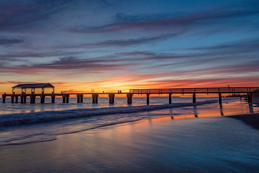 Vivid sunrise clouds silhouette Waimea Pier in Kauai-Hawaii-USA art print by Chuck Haney for $57.95 CAD