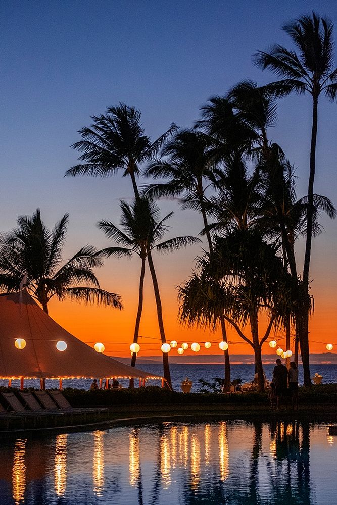 Sunset reflected in resort pool-Maui-Hawaii-USA art print by Jim Engelbrecht for $57.95 CAD