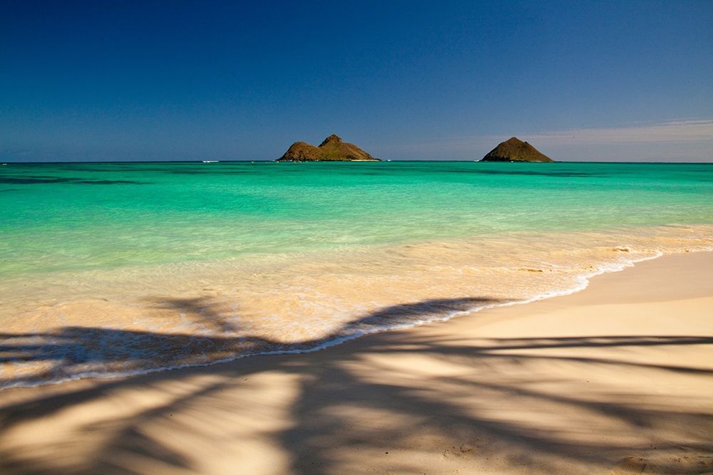 Hawaii-Oahu-Lanikai Beach with tropical blue water and islands off shore art print by Sylvia Gulin for $57.95 CAD