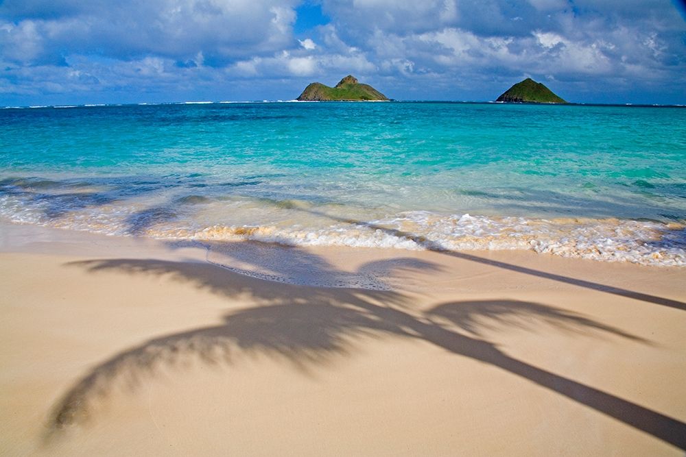 Hawaii-Oahu-Lanikai Beach with tropical blue water and islands off shore art print by Sylvia Gulin for $57.95 CAD