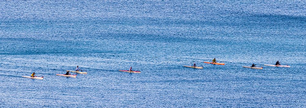 Canoe Club exercising-Waikiki-Oahu-Hawaii art print by Tom Norring for $57.95 CAD